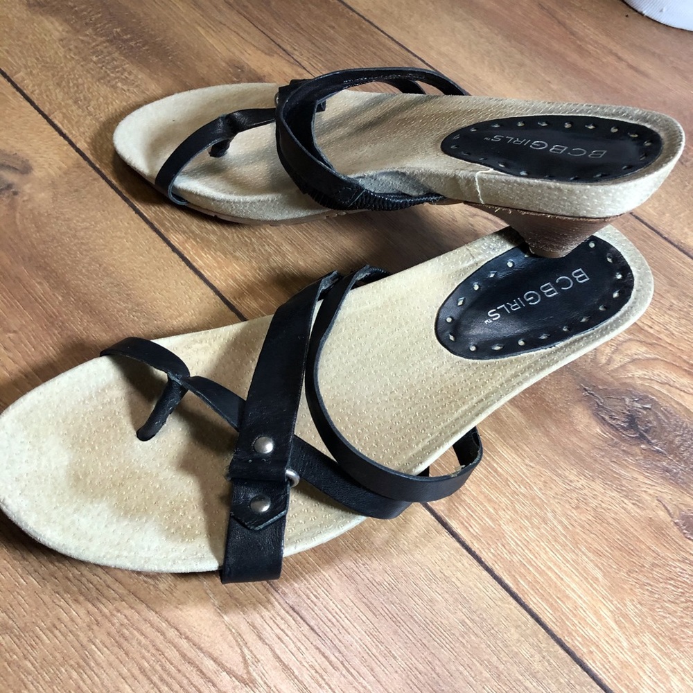 BCBGeneration Black Strappy Heel Sandals